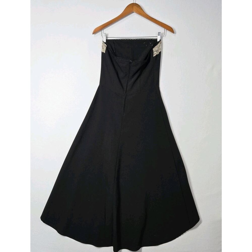 Ruby Rox Strapless Dress 11 Black Lace Rosette High Low Y2K Coquette Prom Party - Picture 6 of 15